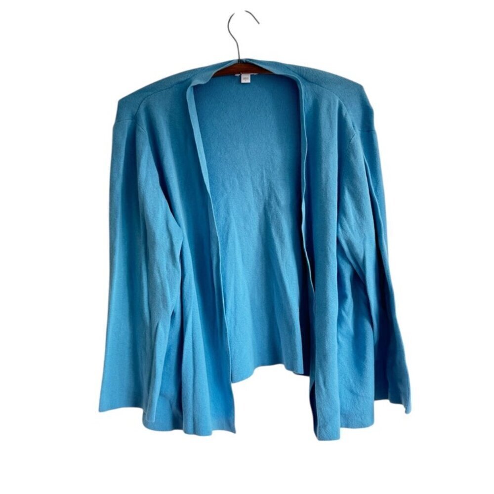 J.Jill Made With Organically Grown Cotton Tiffany Blue Open Front Cardigan L